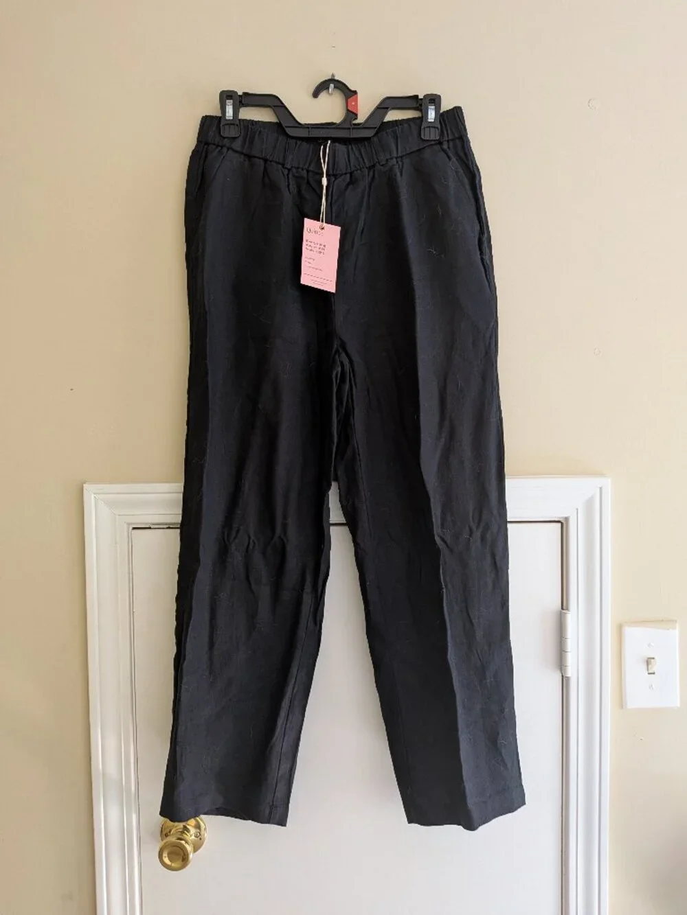 NWT Quince 100% European Black Pull-On Pants